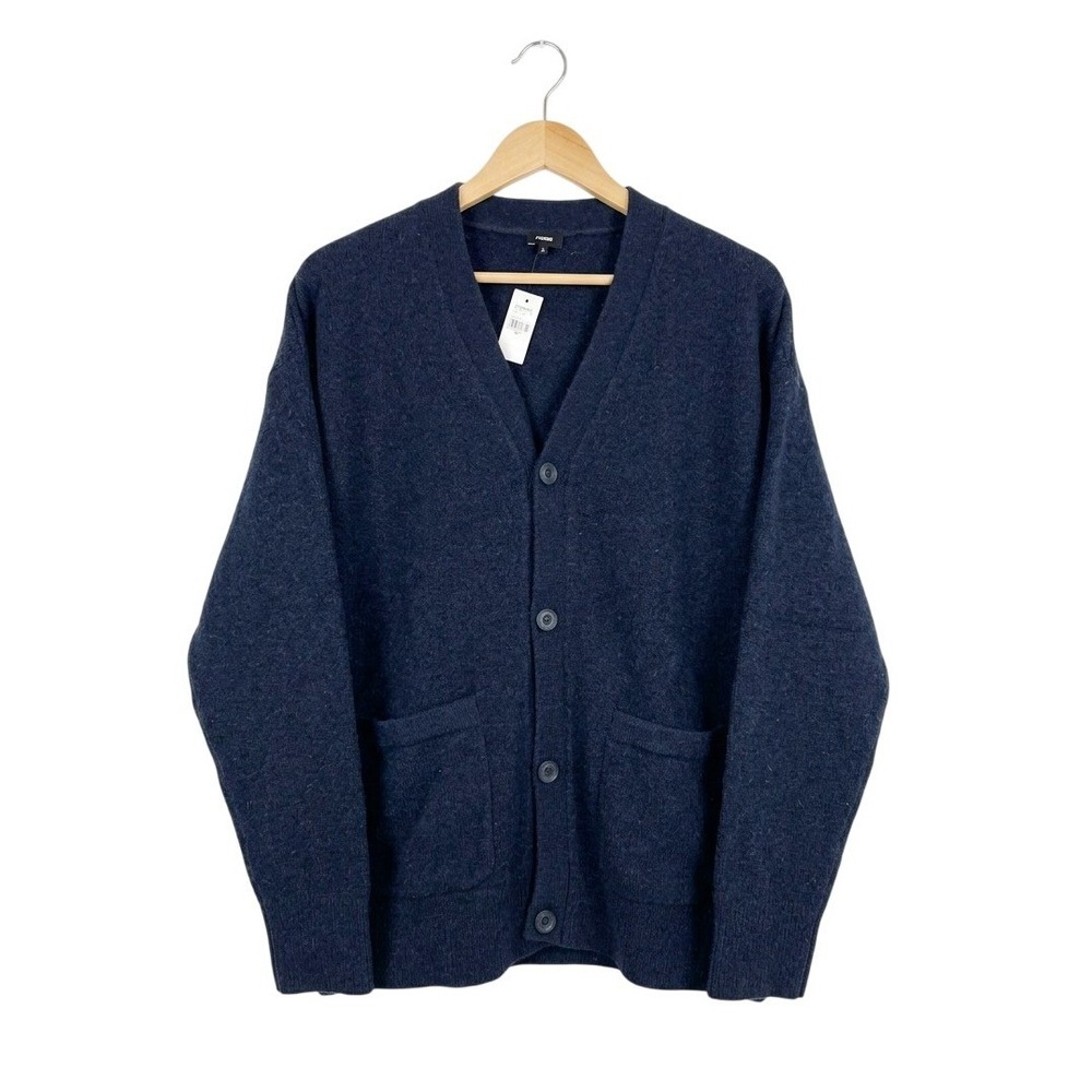 Express Men's Cardigan Sweater Navy Blue Wool Blend V-Neck Pockets Size XL NWT